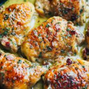 Skillet Chicken with Bacon and White Wine Sauce