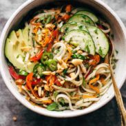 Spring Roll Bowls with fork.