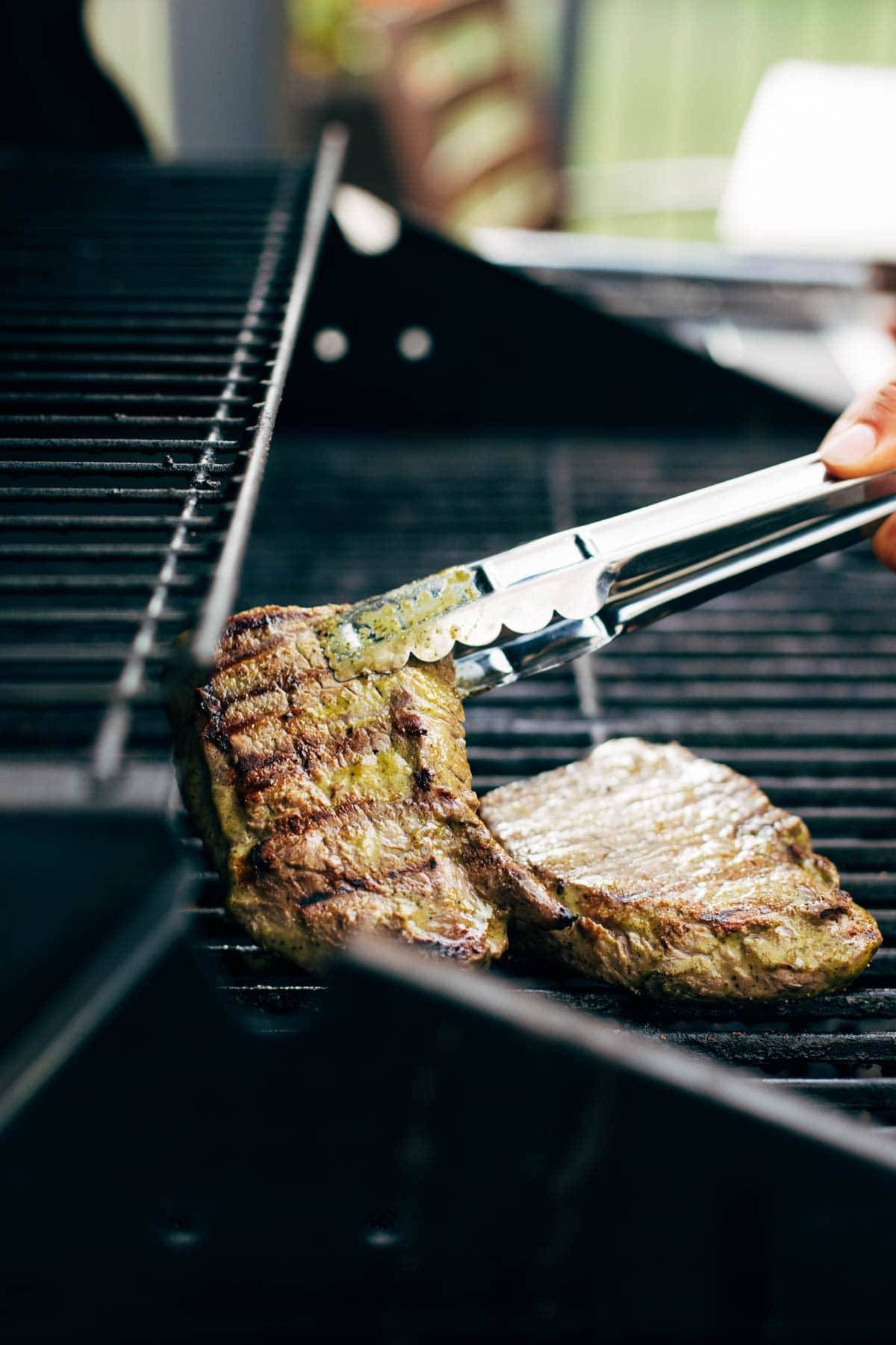 steak on the grill