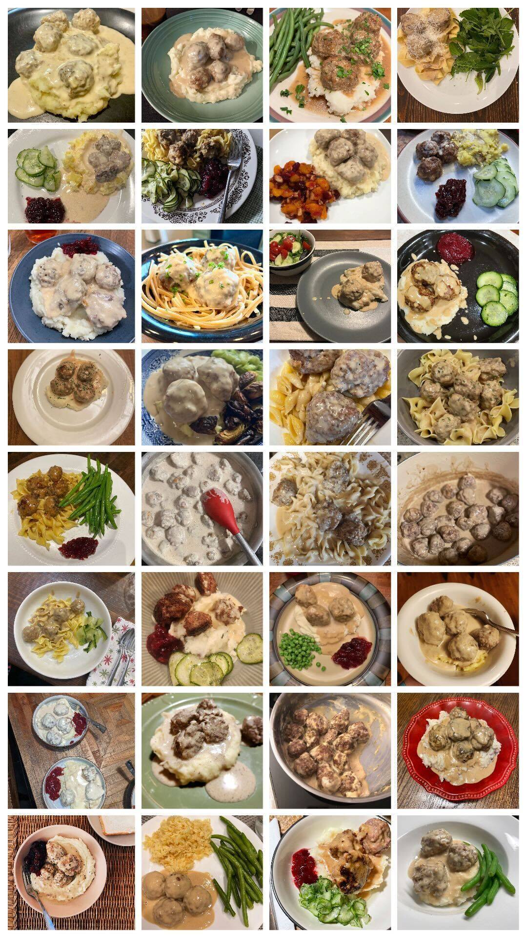 Collage of images of Swedish Meatballs from Instagram.