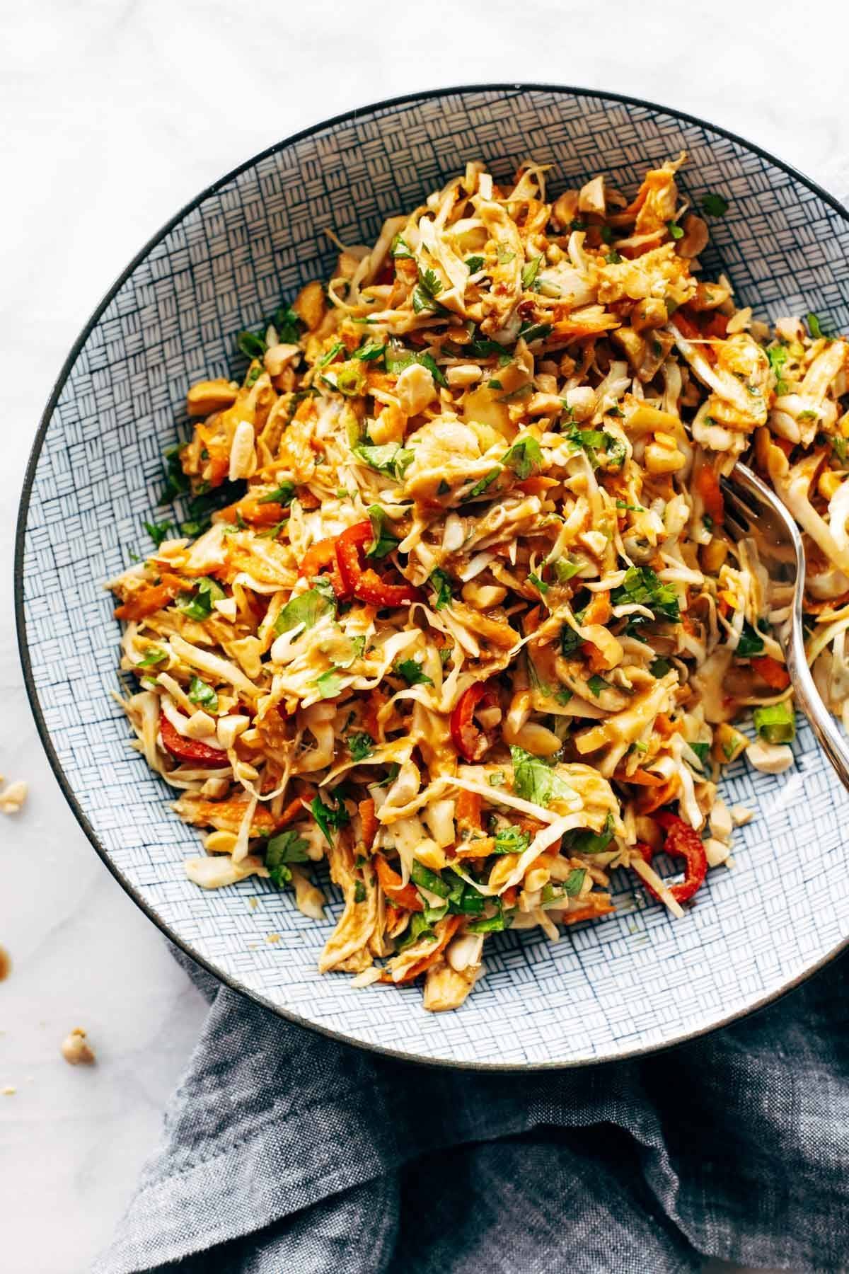 Chopped Thai Chicken Salad in a Bowl