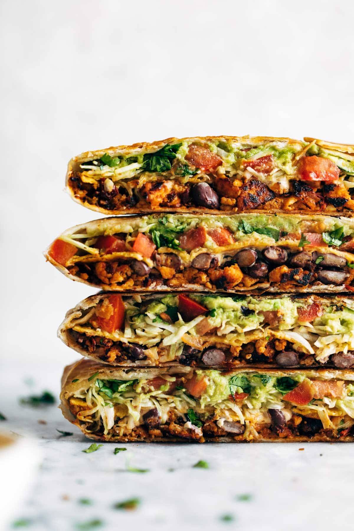 Vegan crunchwrap supreme stacked.