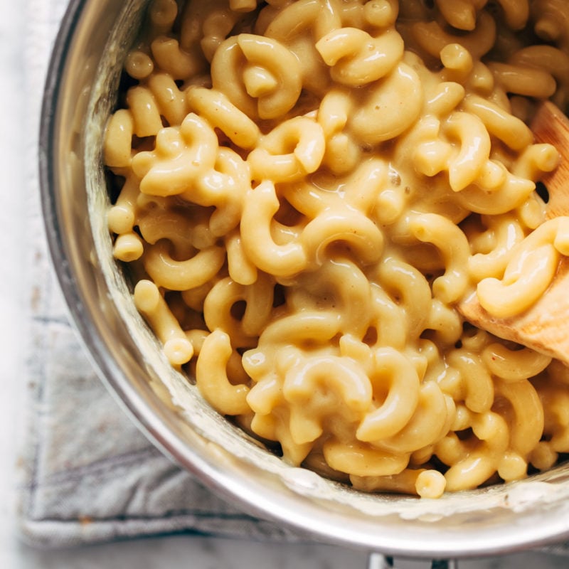 Vegan Mac and Cheese in a pot ready to be served.