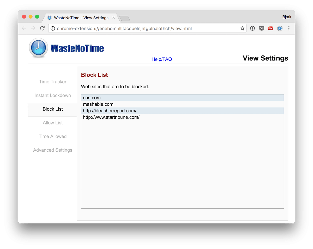 WasteNoTime Block List.