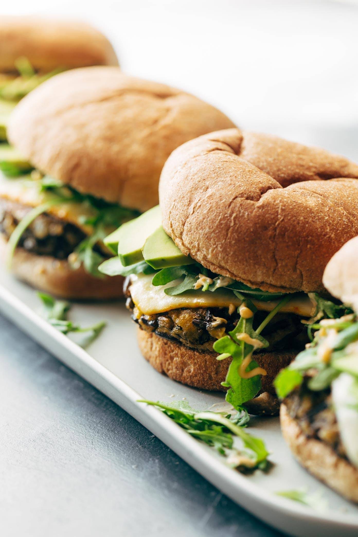 Wild Rice Burgers on a tray.