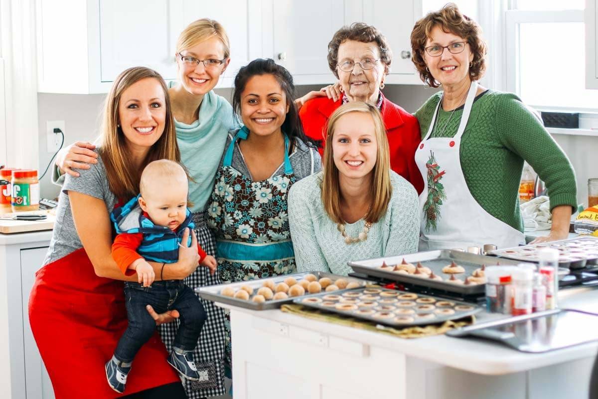 Family with cookie baking.