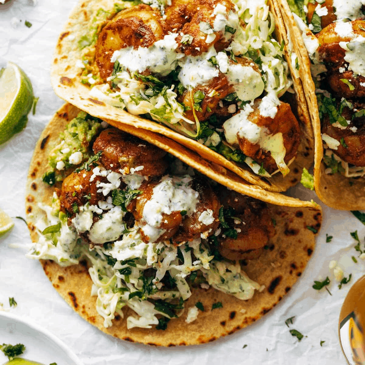 shrimp tacos with slaw