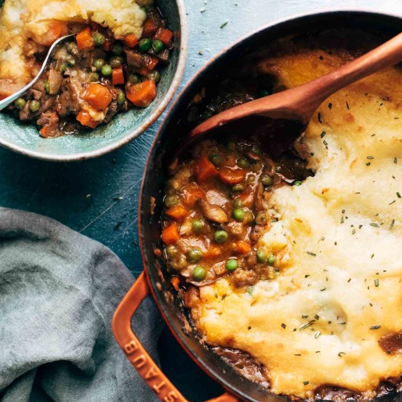 A pot of vegetarian shepherd's pie.